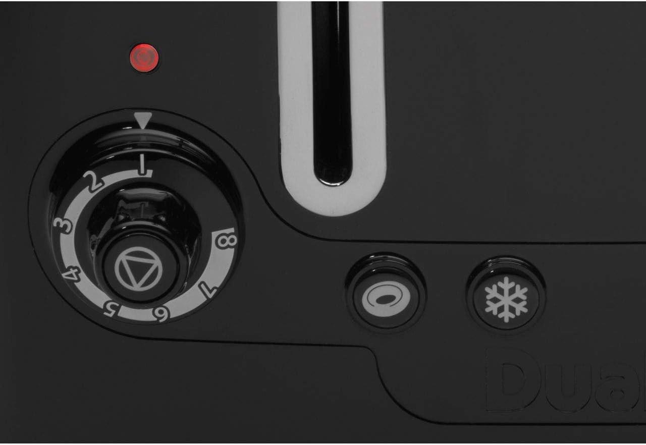 Black Dualit Lite 4-slice toaster control dial with icons and central power button