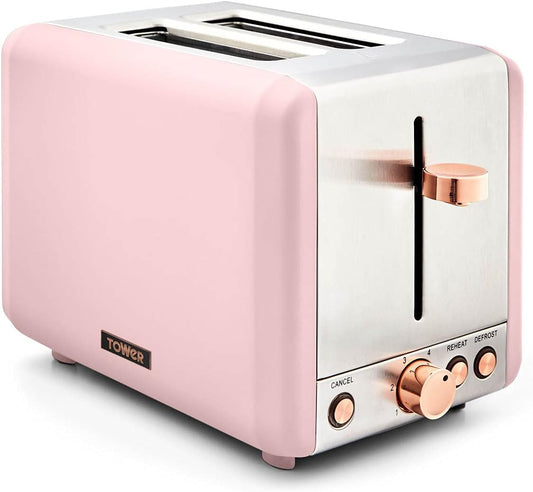 Tower Cavaletto 2 Slice Toaster Marshmallow Pink Rose Gold T20036PNK