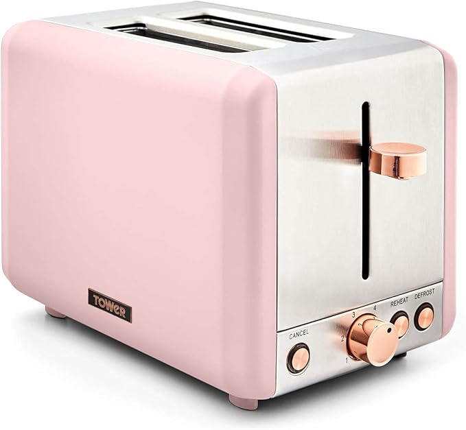 Tower Cavaletto Kettle, 2 Slice Toaster & Canisters Kitchen Set (Marshmallow Pink)