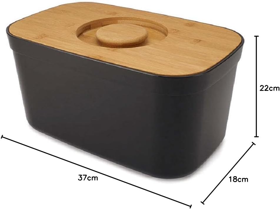 Joseph Joseph Bread Bin with Bamboo Chopping Board Lid (Black)