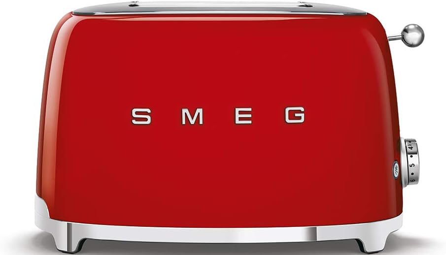 SMEG Red 2 Slice Toaster Wide Slots Retro Style TSF01RDUK