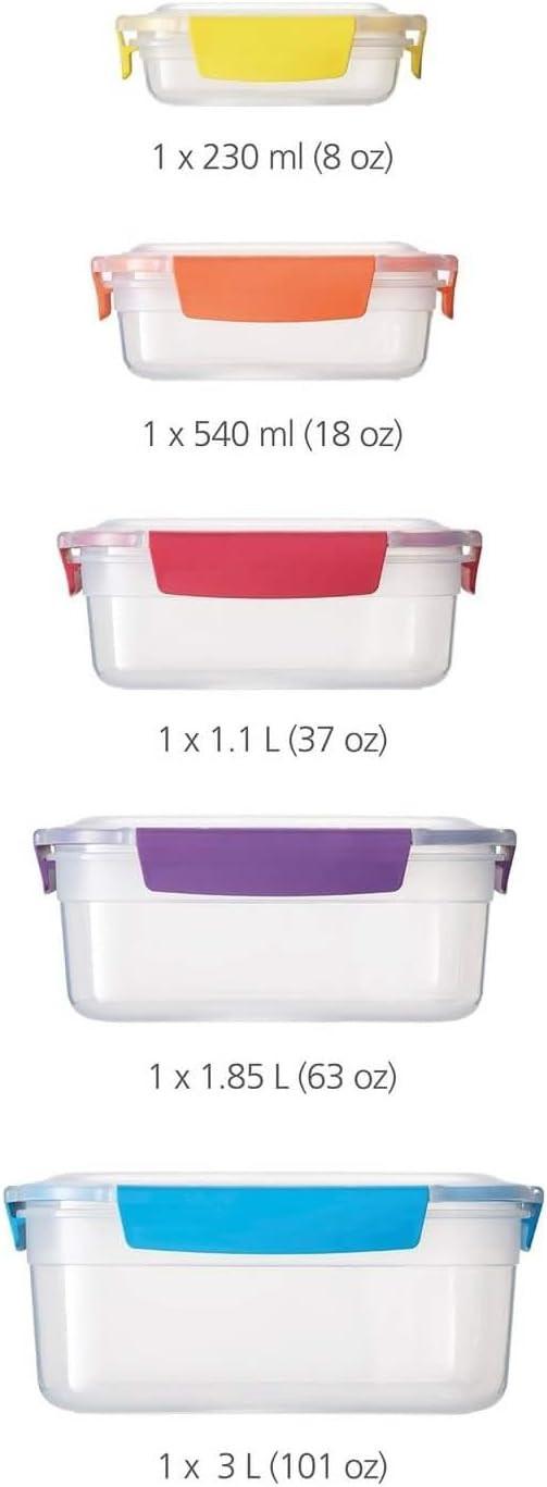 Joseph Joseph Nest Lock 5-Piece Plastic Food Kitchen Container Set 81081 (Multicolour) - Vibe Home