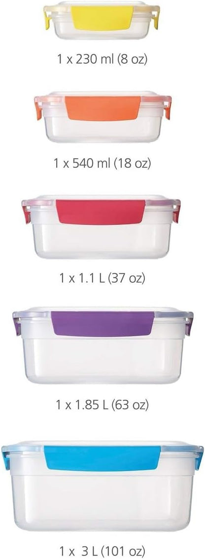 Joseph Joseph Nest Lock 5-Piece Plastic Food Kitchen Storage Container Set (Multicolour)