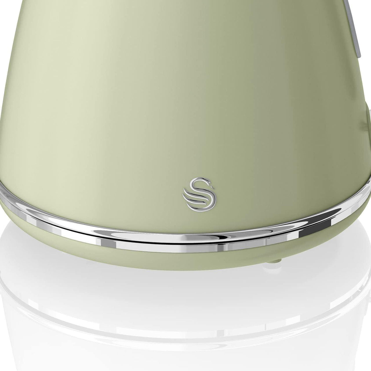 Green retro electric jug kettle with stainless steel base trim
