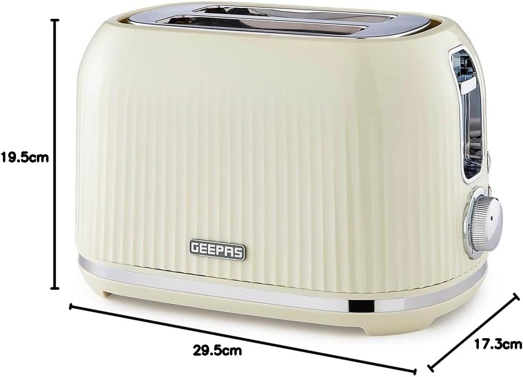 GEEPAS Fluted 2 Slice Toaster GBT36558UK-CR (Cream)