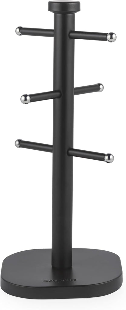 Salter Kuro Kettle, 4 Slice Toaster, Towel Pole & Mug Tree Kitchen Set (Matte Black)