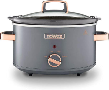 Tower Cavaletto 3.5 Litre Slow Cooker T16042GRY (Grey/Rose Gold)