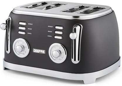 GEEPAS Retrovive 4 Slice Toaster GBT36564UK-BK (Vintage Black)