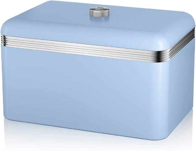 Swan Retro Kettle, 2 Slice Toaster, Bread Bin & Canisters Kitchen Set (Blue)