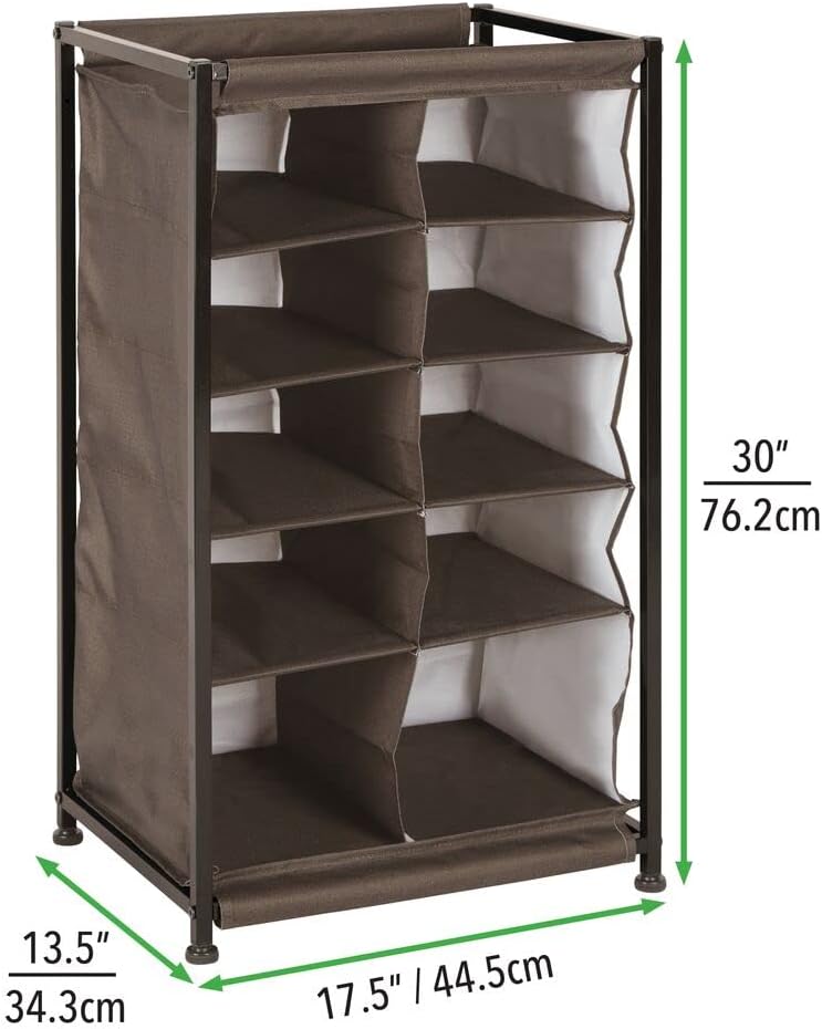 mDesign Shoe Rack Organiser Cabinet Canvas Entrance Hallway Dark Brown