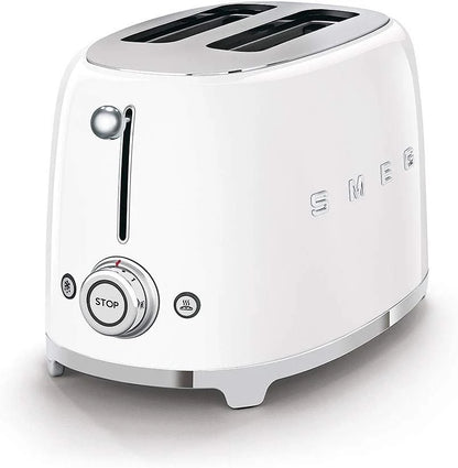 SMEG Retro Kettle & 2 Slice Toaster Matching Kitchen Set (White)