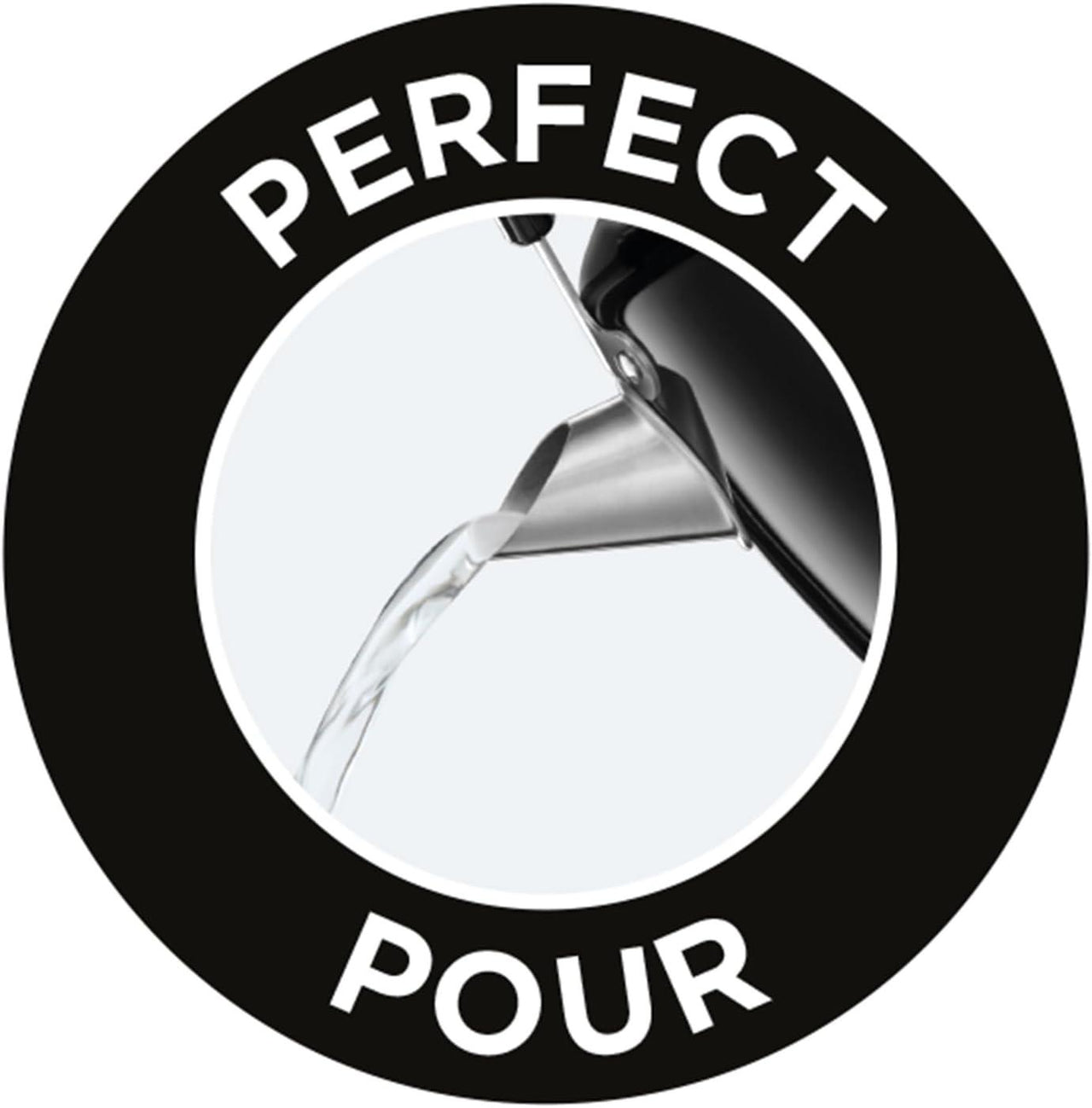 Pouring efficiency badge showing angled spout and water stream