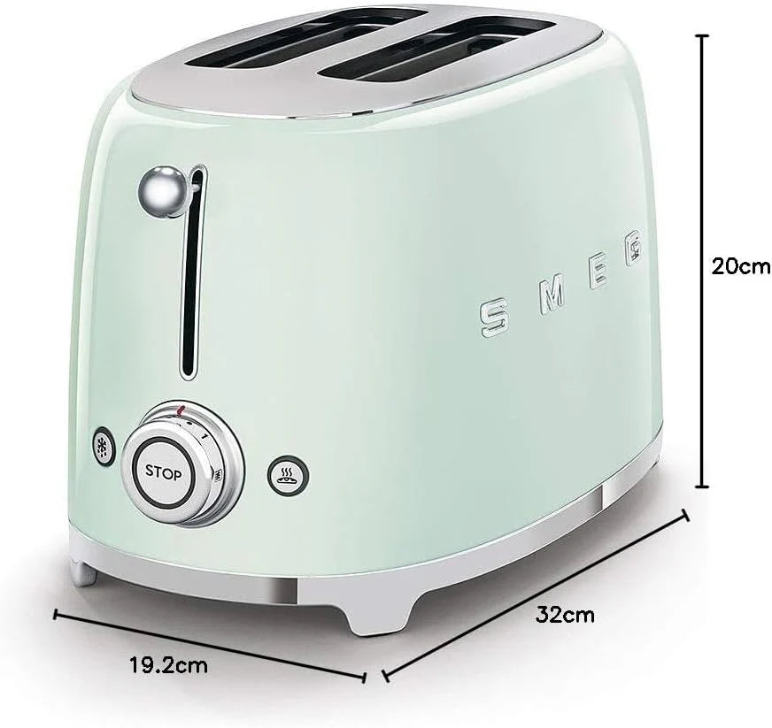 SMEG Retro Kettle & 2 Slice Toaster Matching Kitchen Set (Pastel Green)