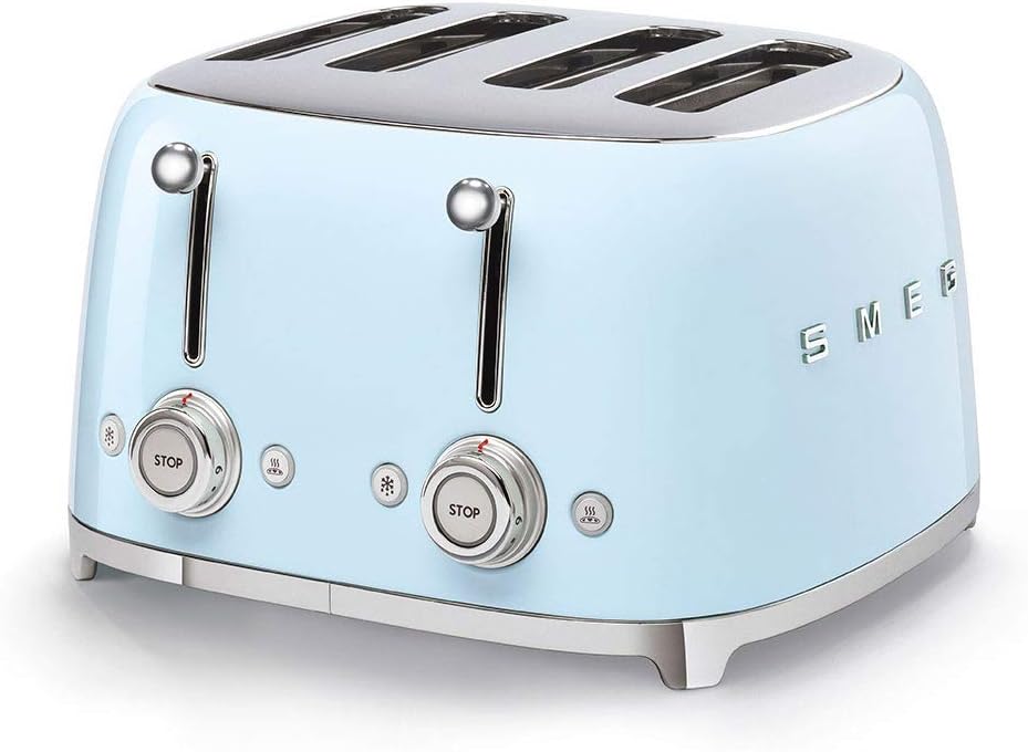 Smeg Pastel Blue 4 Slice Toaster Extra Wide Slots TSF03PBUK