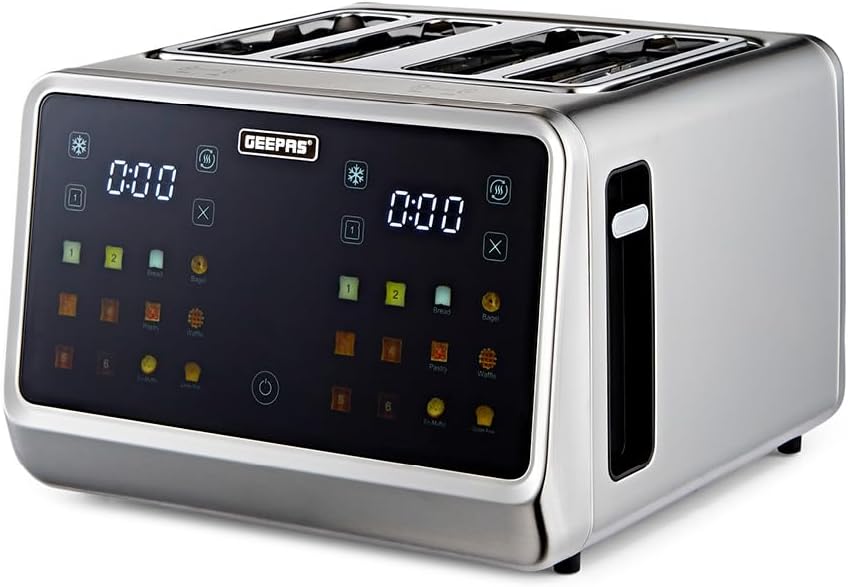 GEEPAS 5-in-1 Digital 4 Slice Toaster 1770W GBT36569UK (Silver)