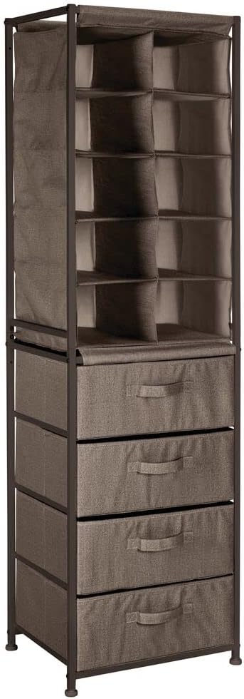 mDesign Shoe Rack Cubes for Hallway Canvas Storage Brown