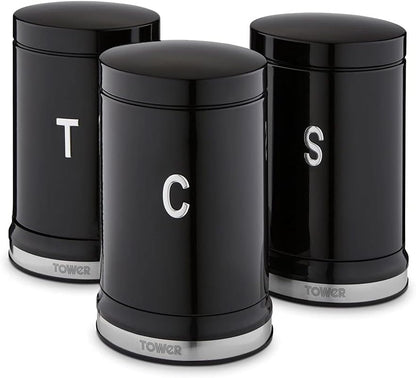 Tower Belle Black Canister Set Noir Steel Canisters T826171NOR