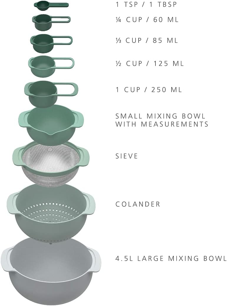 Joseph Joseph Nest 9 Plus 9-Piece Food Preparation Set 40112 (Green)