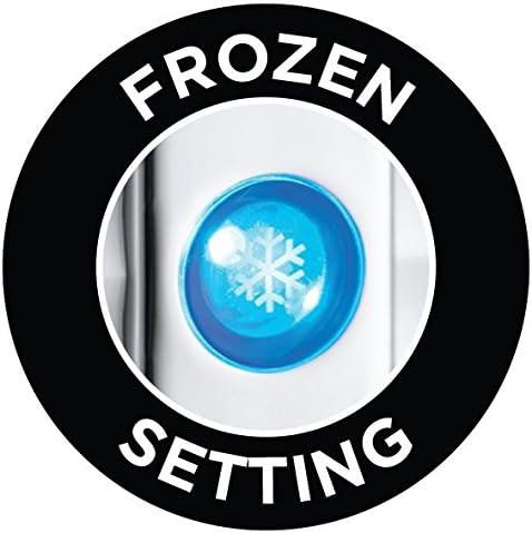 Frozen setting button with blue LED on white toaster dial