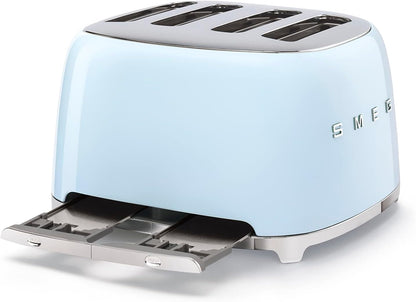 Smeg Pastel Blue 4 Slice Toaster Extra Wide Slots TSF03PBUK