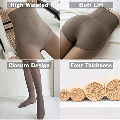 OOKIT Ladies Girls Womens Thermal Leggings Pantyhose Tights - High-Waisted Velvet - Warm Elastic Pants - Fleece Lined - Thick