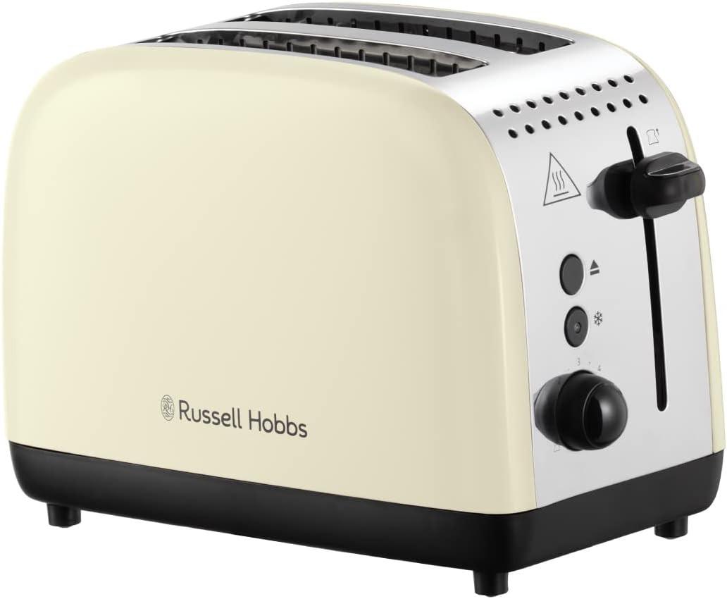 Jasmine cream 2-slice toaster with black controls and lift lever.