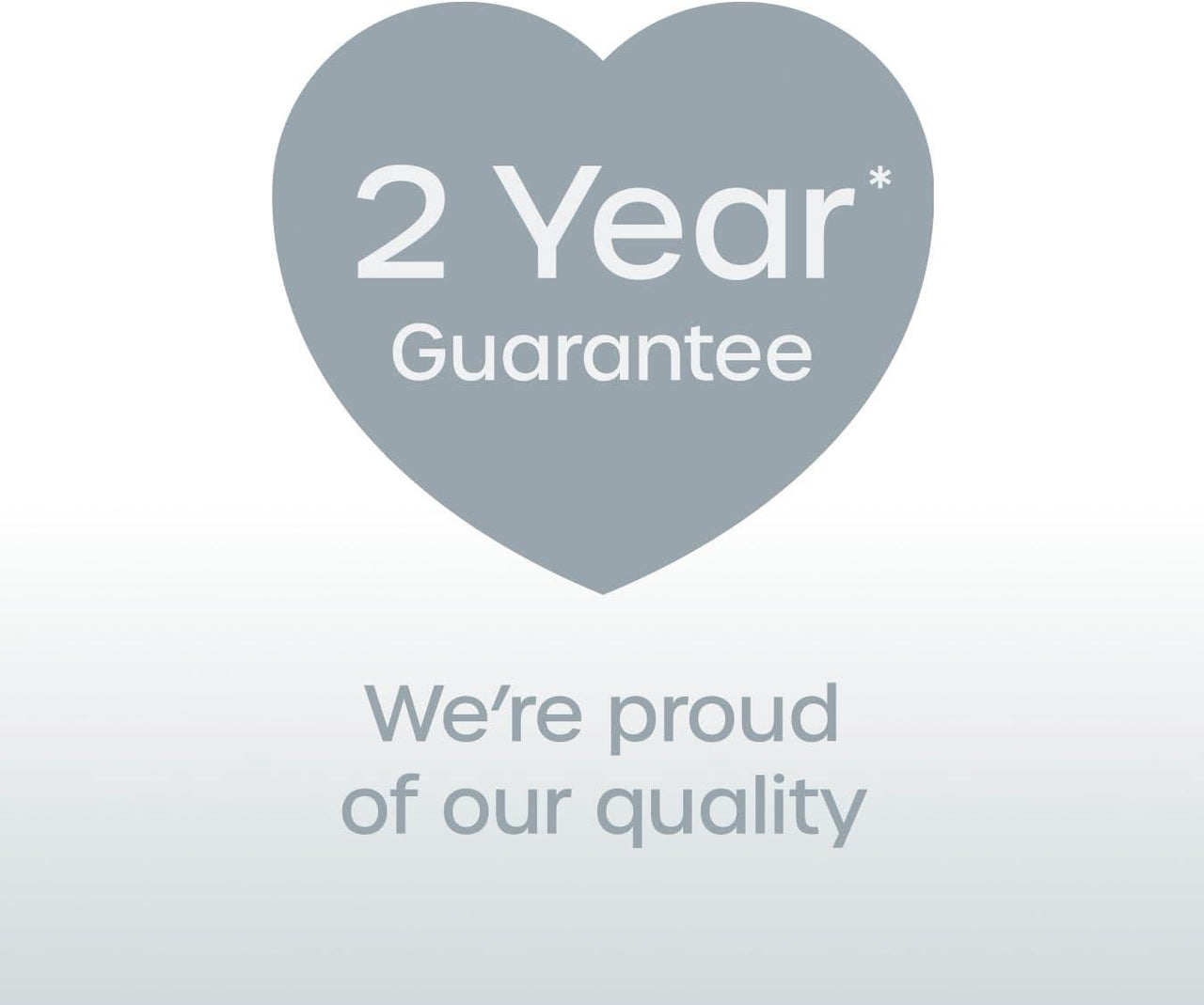 2 year guarantee badge with heart icon
