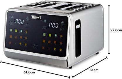 GEEPAS 5-in-1 Digital 4 Slice Toaster 1770W GBT36569UK (Silver)
