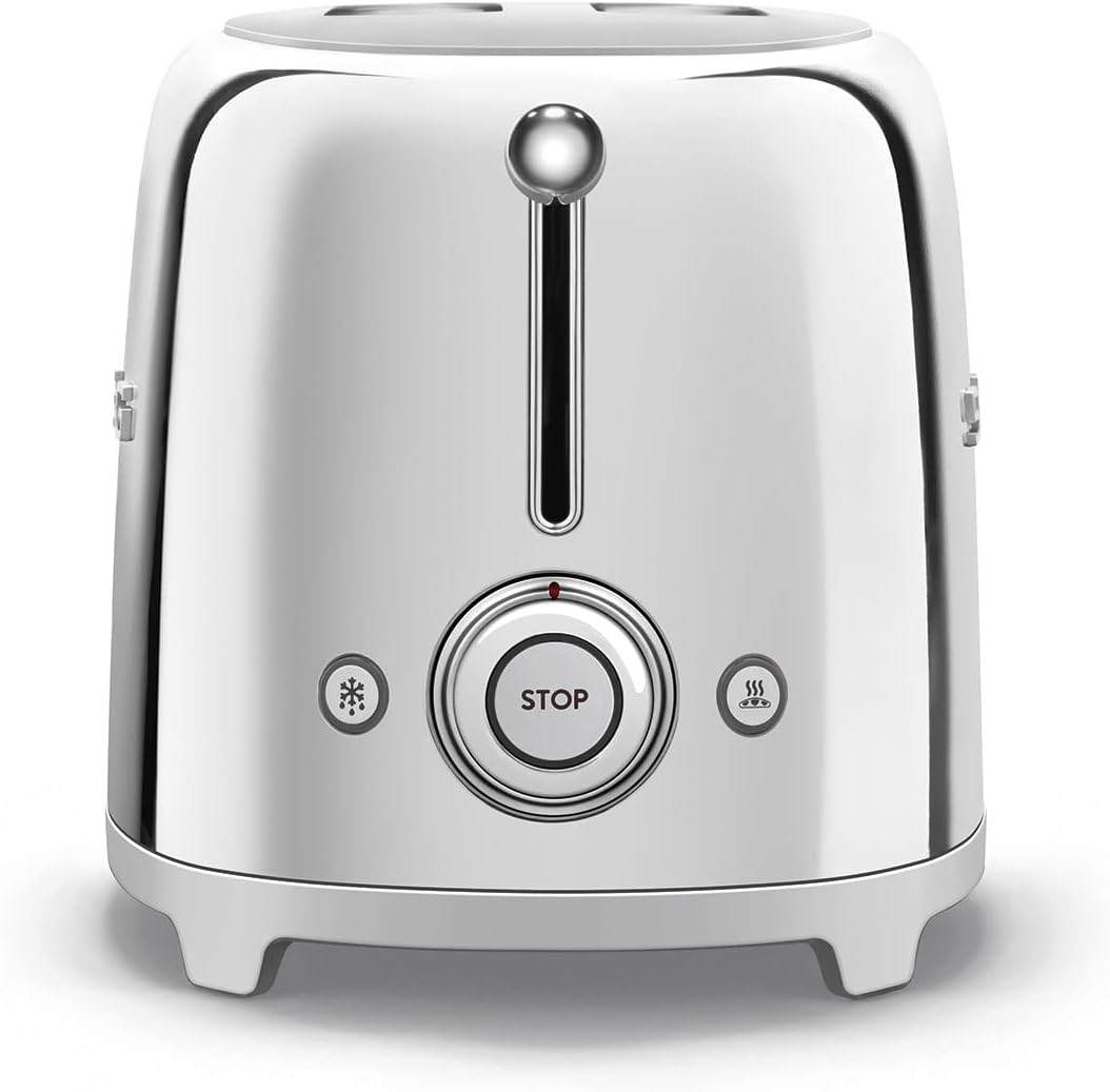 SMEG Stainless Steel Kettle & 2 Slice Toaster Kitchen Set (Silver)