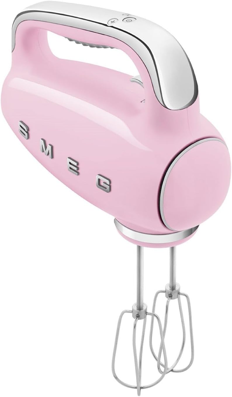 SMEG Pink Hand Mixer Turbo 3 Attachments LED Display HMF01PKUK