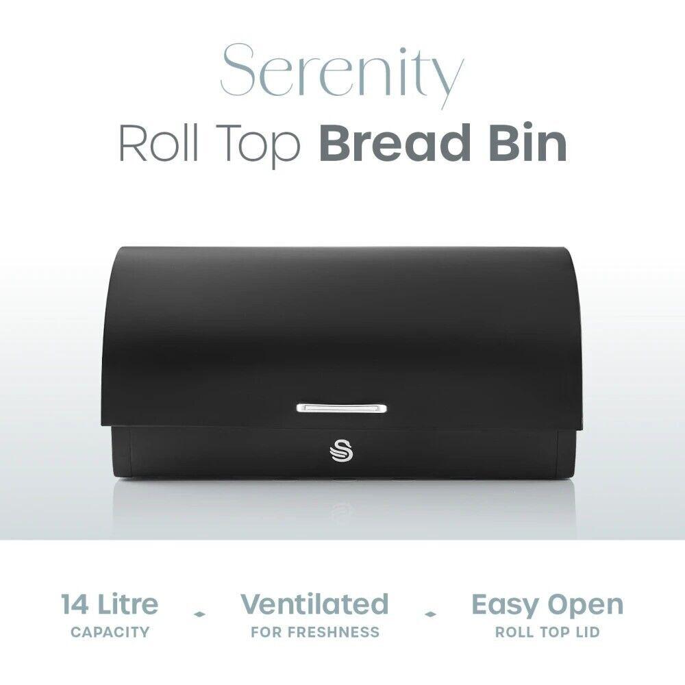 Swan Serenity Bread Bin & Canisters Kitchen Storage Set (Black) - Vibe Home