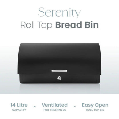Swan Serenity Bread Bin & Canisters Kitchen Storage Set (Black) - Vibe Home