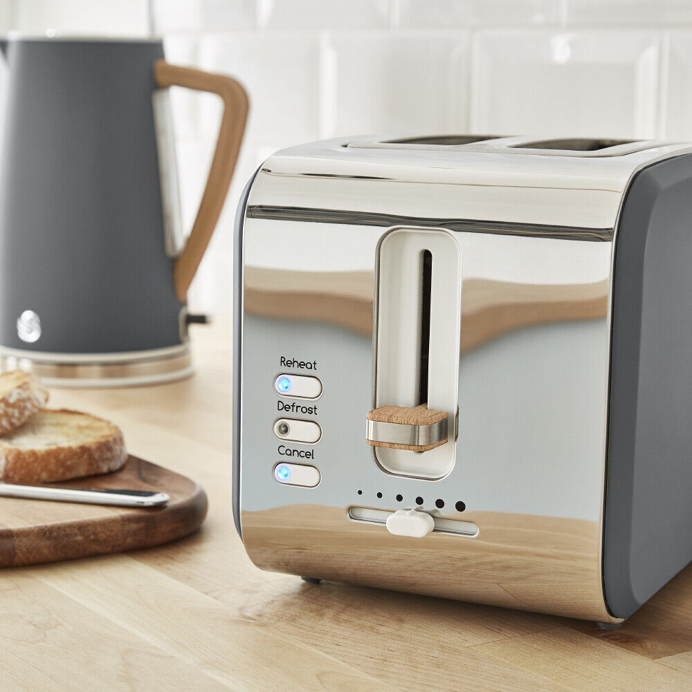 Swan Nordic Kettle & 2 Slice Toaster Kitchen Set (Grey) - Vibe Home