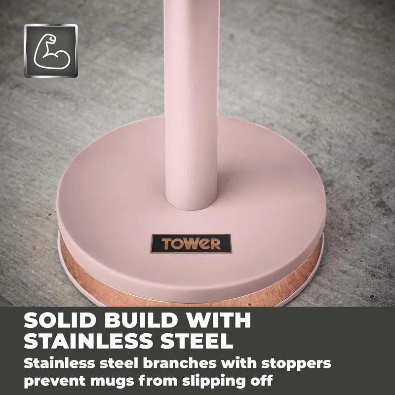 Tower Cavaletto Pink 6pc Kitchen Set Bread Bin Canisters Towel Pole Mug Tree