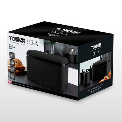 Tower Sera Bread Bin & Canister Kitchen Storage Set (Black) - Vibe Home