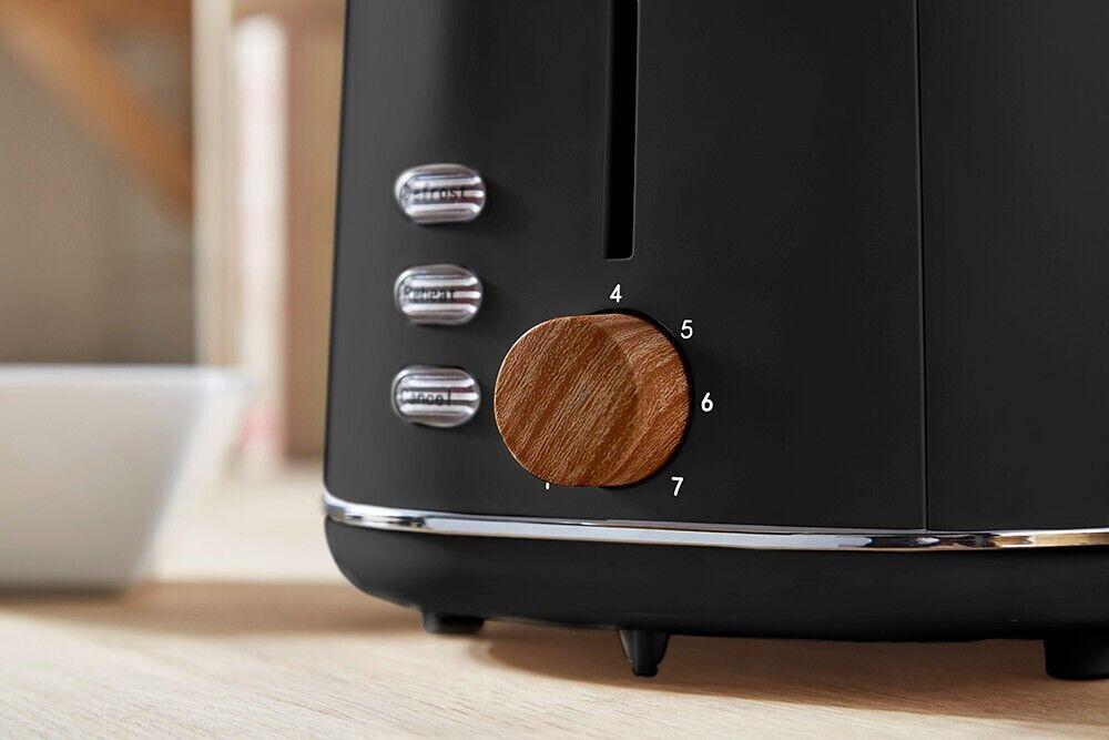 Tower Scandi Kettle & 2 Slice Toaster Kitchen Set (Black) - Vibe Home