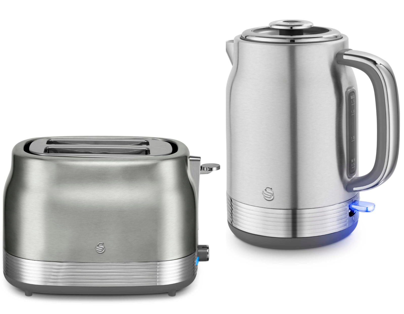 Swan Retro Jug Kettle & 2 Slice Toaster Kitchen Set Silver (Stainless Steel) - Vibe Home