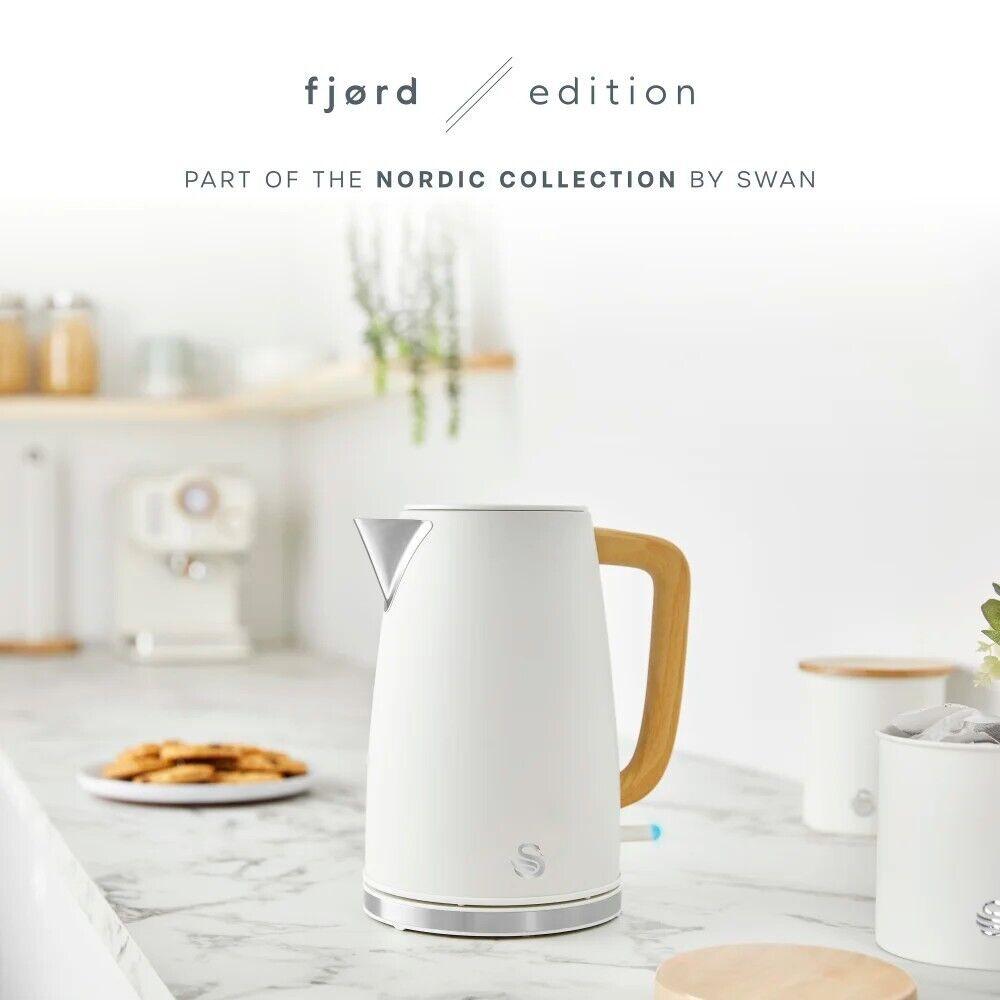 Swan Fjord Kettle & 2 Slice Toaster Kitchen Set (White) - Vibe Home