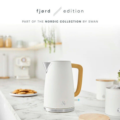 Swan Fjord Kettle & 2 Slice Toaster Kitchen Set (White) - Vibe Home