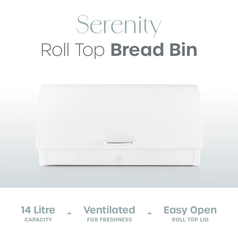 Swan Serenity Bread Bin & Canisters Kitchen Storage Set (White) - Vibe Home