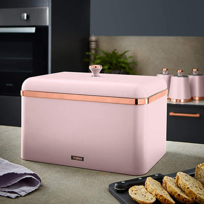 Tower Cavaletto Jug Kettle, 4 Slice Toaster, Bread Bin, Canisters Kitchen Set (Pink) - Vibe Home