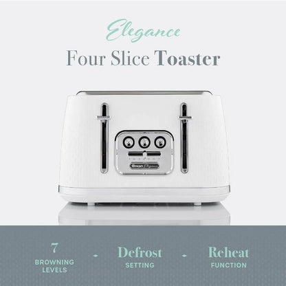 Swan Elegance 4 Slice Toaster White Gloss Finish ST19025WHT