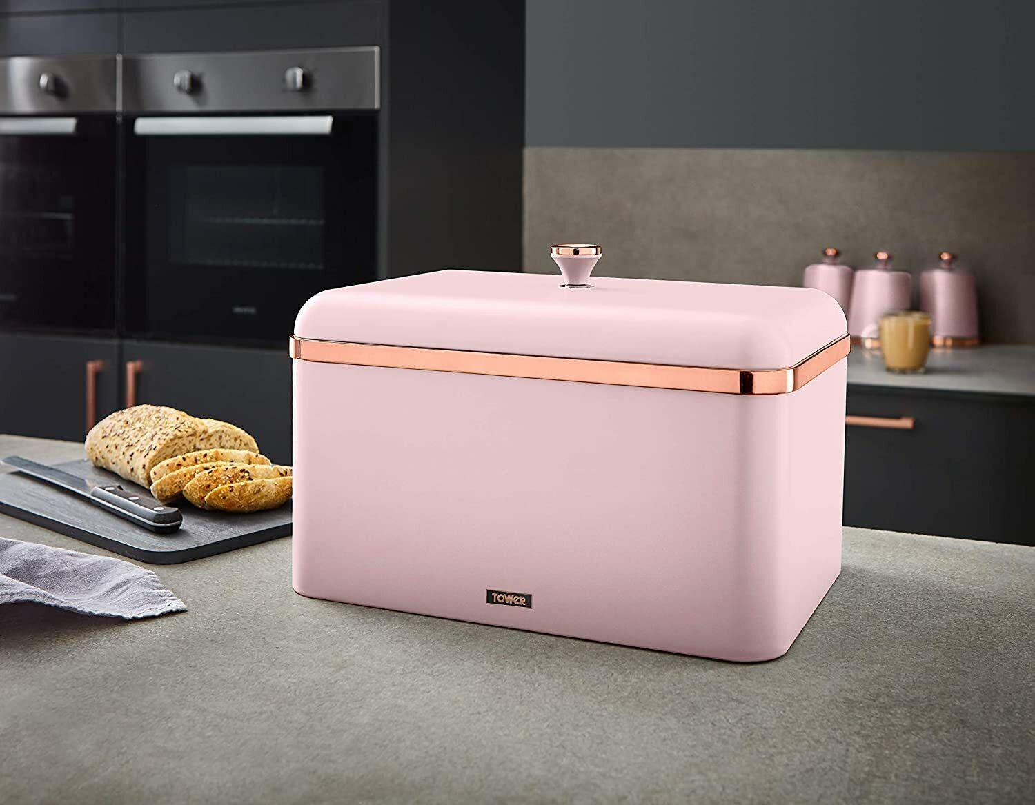 Tower Cavaletto Bread Bin & Canisters Kitchen Storage Set (Pink) - Vibe Home