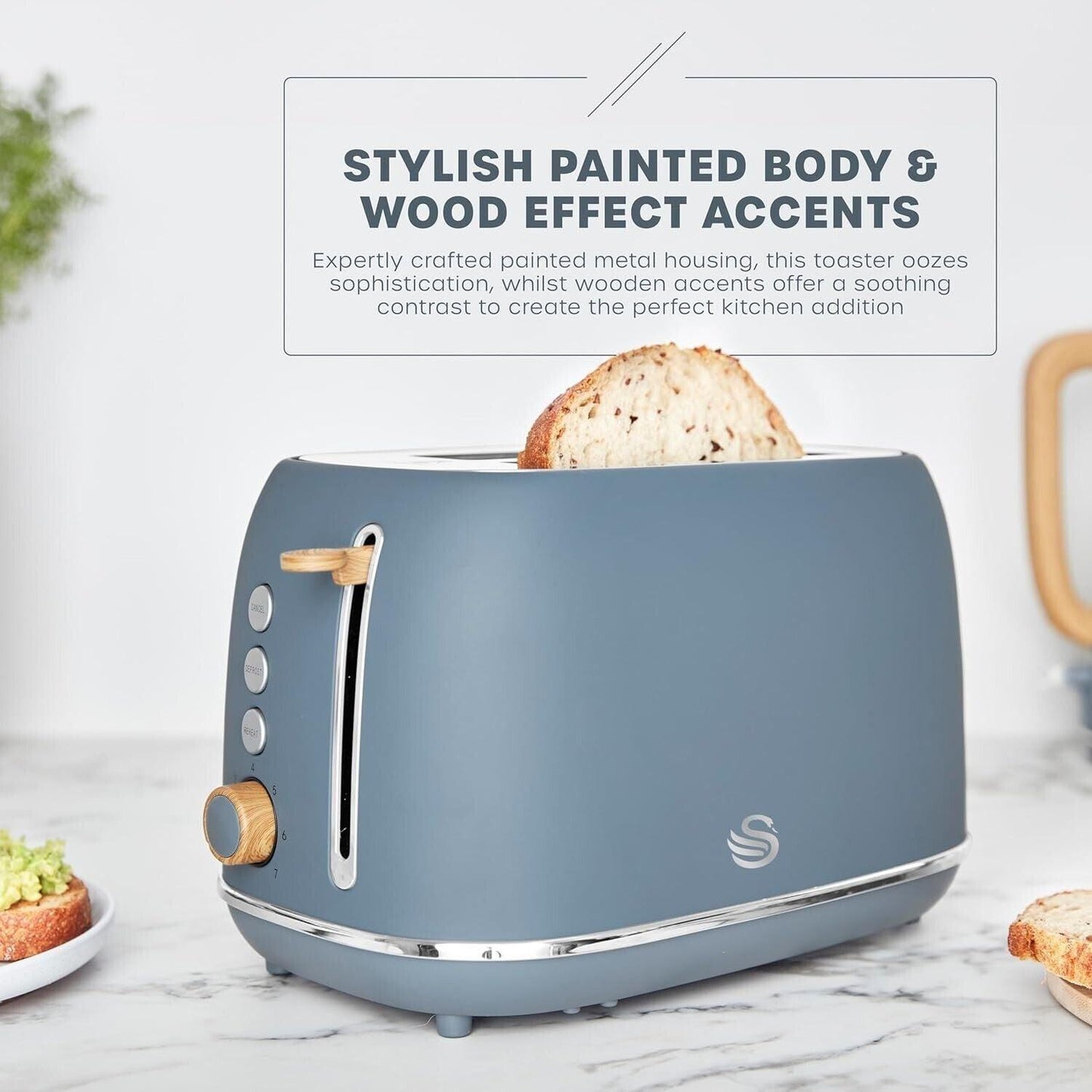 Swan Fjord Kettle & 2 Slice Toaster Kitchen Set (Grey) - Vibe Home