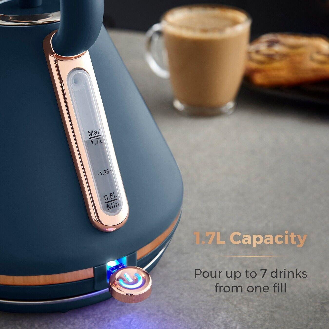 Tower Cavaletto Pyramid Kettle & 2 Slice Toaster Kitchen Set (Midnight Blue) - Vibe Home