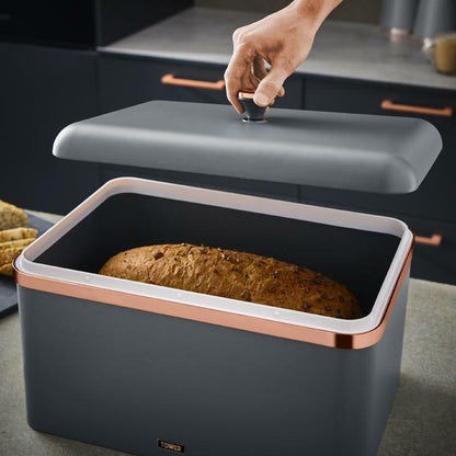 Tower Cavaletto Bread Bin & Canisters Kitchen Storage Set (Grey) - Vibe Home