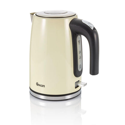 Swan Townhouse Kettle & 2 Slice Toaster Kitchen Set (Cream) - Vibe Home