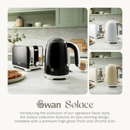 Swan Solace Jug Kettle & 2 Slice Toaster Kitchen Set (Black) - Vibe Home
