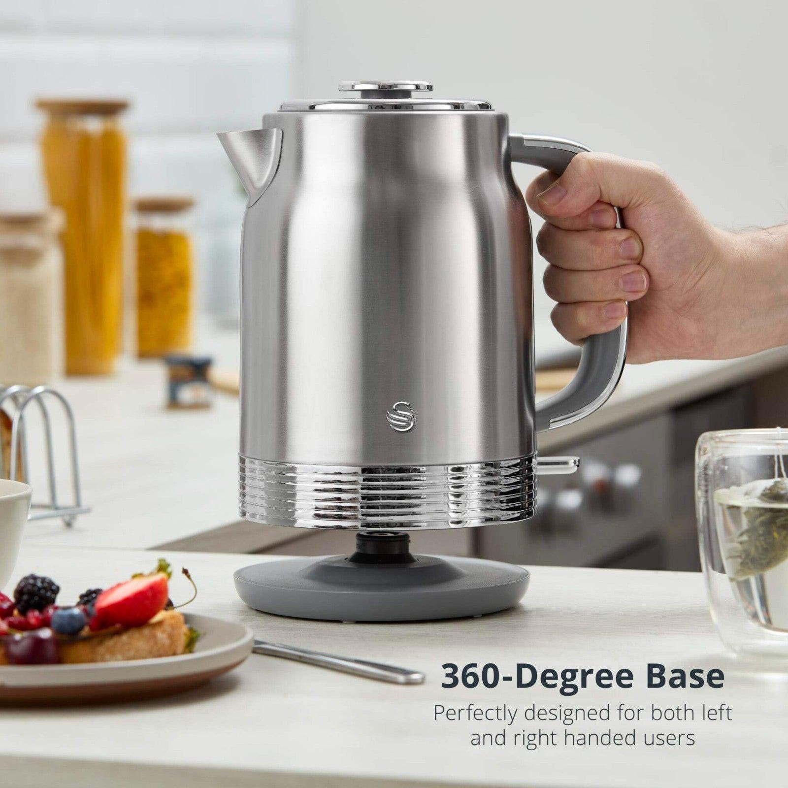 Swan Retro Jug Kettle & 2 Slice Toaster Kitchen Set Silver (Stainless Steel) - Vibe Home
