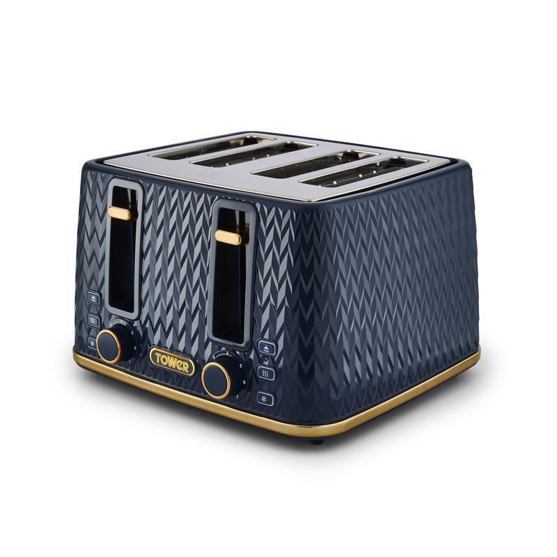 Tower Empire Kettle & 4 Slice Toaster Kitchen Set (Midnight Blue) - Vibe Home